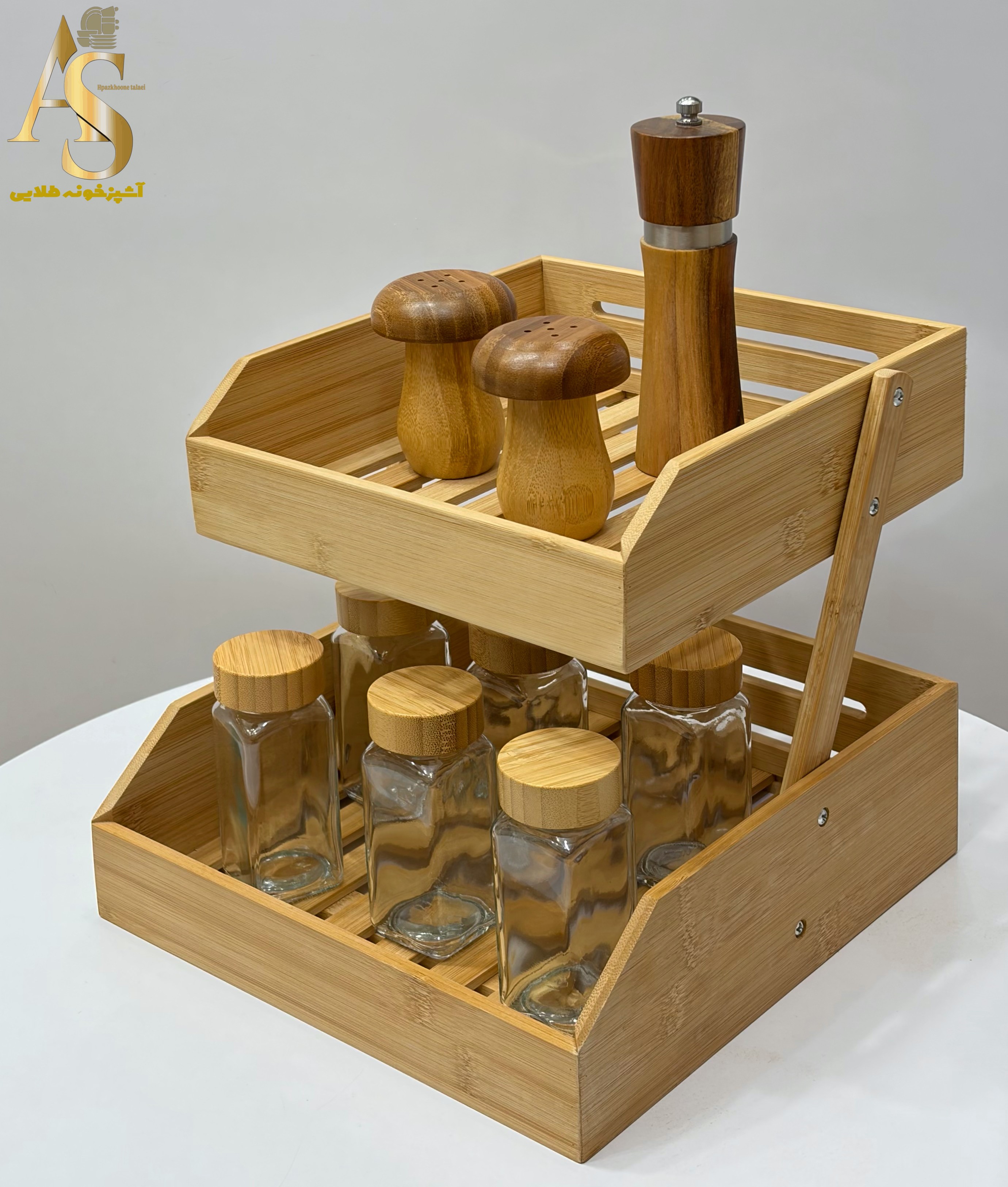 استند دوطبقه بامبو
